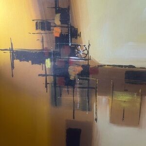 Vibrant Abstract Oil painting hand signed by the artist “Shelley”.Size 37”by 37”